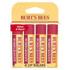 Burt's Bees Lip Balm - Pomegranate, Lip Moisturizer With Responsibly Sourced Beeswax, Tint-Free, Natural Origin Conditioning Treatment, 4 Tubes, 0.15 oz.