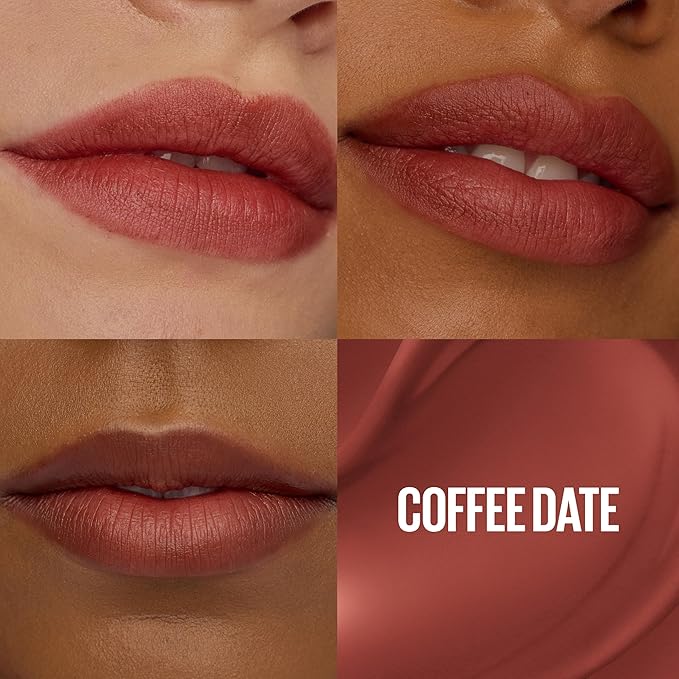 MAYBELLINE Super Stay Teddy Lip Tint, Long Lasting Matte Lipstick for Up To 12HR Wear, Coffee Date, 1 Count