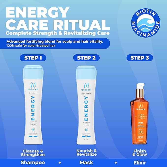 Naissant Energy Treatment Shampoo | Hair Growth Accelerator, Strengthener for Color Treated & Natural Hair | Enriched with Marine Glycogen & Natural Extracts to Prevent Hair Loss (10.1 Fl Oz)