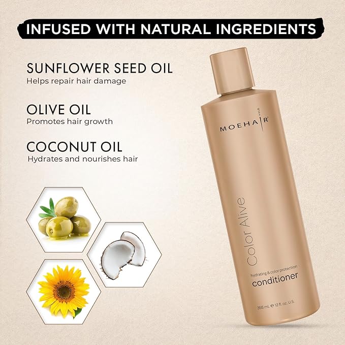 MOEHAIR Color Alive Conditioner (12 Fl. Oz), Hydrating & Nourishing Conditioner for Color Treated Hair | Reduces Scalp Dryness | Preserves Hair color | Paraben & Sulfate Free