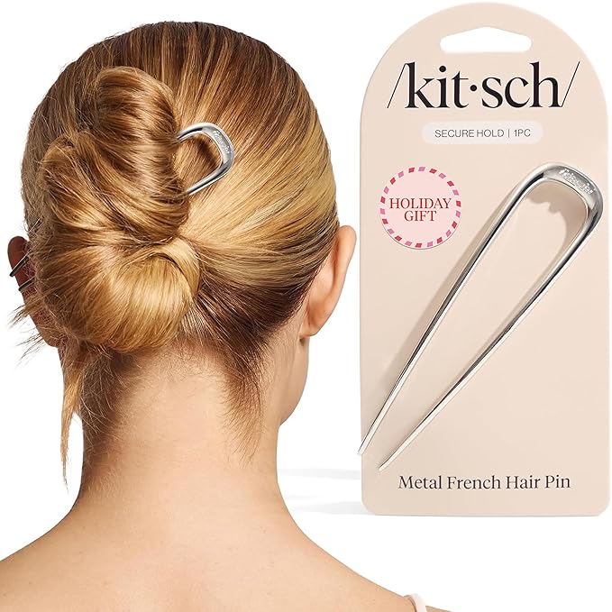 Kitsch Metal French Hair Pin for Women - Elegant Hair Accessories, Ideal for Buns & French Twist, Designed for a Secure, Comfortable Fit | Ideal Gifts for Women - Silver