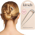 Kitsch Metal French Hair Pin for Women - Elegant Hair Accessories, Ideal for Buns & French Twist, Designed for a Secure, Comfortable Fit | Ideal Gifts for Women - Silver