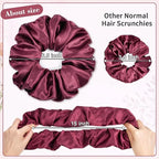 CEELGON Burgundy Big Satin Scrunchie6.5 Inches Jumbo Scrunchies Silky Hair Ties Oversized Ponytail Holderfor Thick Curly Hair Extra Large Hair Accessories for Women (Burgundy)