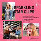 36 Pcs Star Snap Hair Clips, Y2k Colorful Cute Barrettes for Women Girls, Thick Fine Non-Slip Hairclips Accessories Glitter Kawaii Rave Assorted Size Style (Pink)