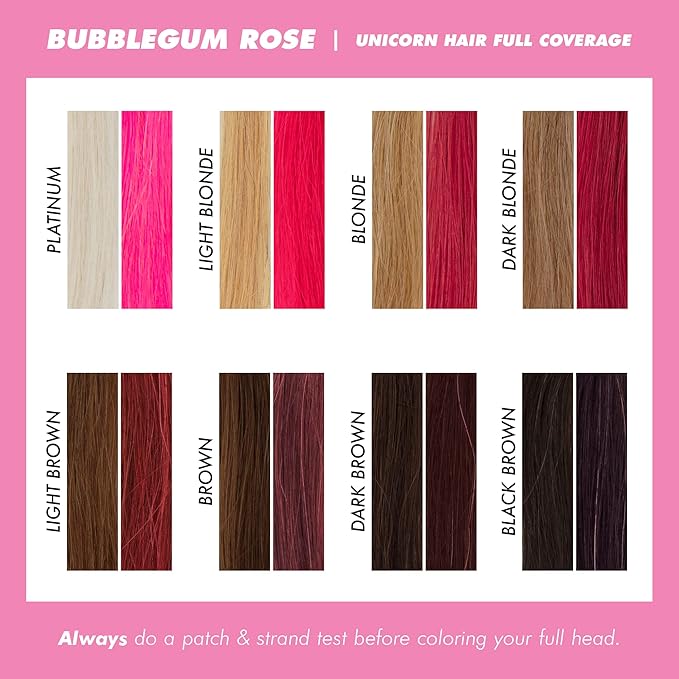 Lime Crime Full Coverage Unicorn Hair Dye, Bubblegum Rose - Damage-Free Semi-Permanent Hair Color Conditions & Moisturizes - Temporary Hair Tint Kit Has A Sugary Citrus Vanilla Scent - Vegan