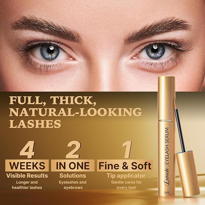 Eyelash Growth Serum with Advanced Formula: Rapid Eye Lash Enhancing Serum for Eyelash and Eyebrow Growth in 3-4 Weeks - Boost Longer Thicker and Fuller Lashes (3ML)