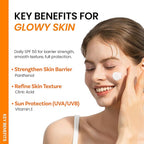 ONGREDIENTS Skin Barrier Moisture Sunscreen Broad Spectrum SPF 50, Glowy Finish, Non-Sticky, No White Cast, Hydrating, Moisturizing, Airy Texture, Korean Skin Care, All Skin Types (1.7 fl. Oz)