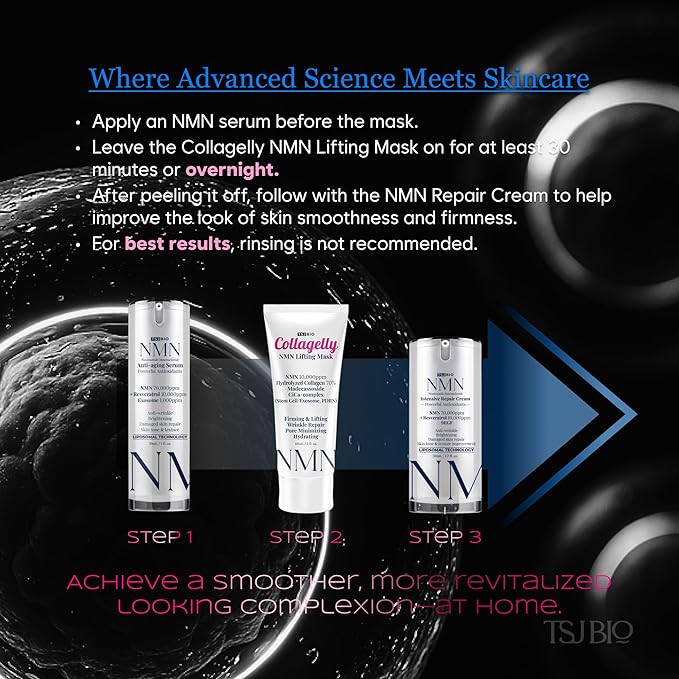 NMN Collagelly Lifting Mask – 2.1 fl. Oz with 10,000ppm NMN, 70% Collagen, Exosome Complex - Exosomes for Skin Serum, Exsomes, Exocell Peel-Off Face Mask for Anti-Aging, Firmness, Glow