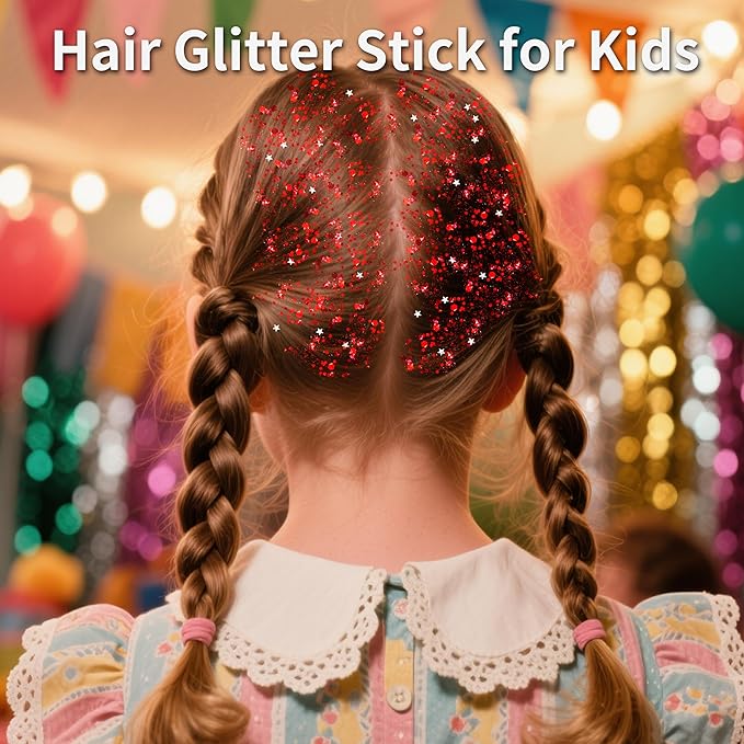 MEICOLY Red Face Body Glitter Stick,Hair Glitter Stick for Women,Sparkle Chunky Glitter Makeup for Halloween Mardi Gras,Waterproof Face Glitter for Party Rave Festival