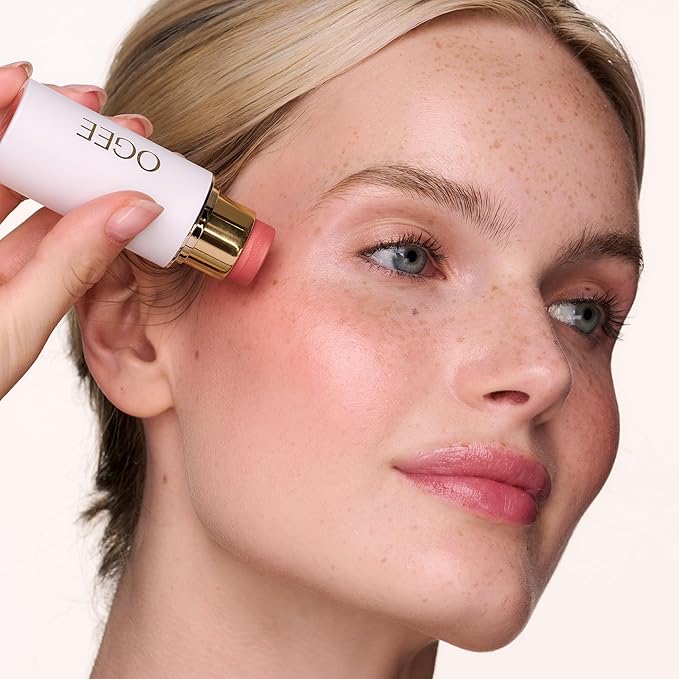 Ogee Dew-Kissed Morning - Carnelian Face Stick & Poppy Lip Gloss Duo - Limited Edition Holiday Makeup Gift Set - Certified Organic & Skincare-Infused