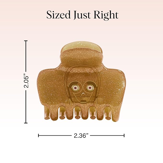 Kitsch x Star Wars C-3PO Glitter Medium Hair Clip for Women – Golden Droid Galaxy-Inspired Claw Clip | Recycled Plastic, Strong Secure Grip, | Ideal Gifts for Women, Hair Accessories for Girls