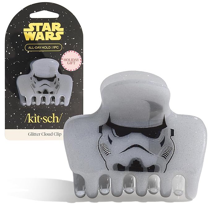 Kitsch x Star Wars Stormtrooper Glitter Medium Hair Clip for Women – Iconic Galaxy-Inspired Claw Clip | Recycled Plastic, Strong Secure Grip | Ideal Gifts for Women, Hair Accessories for Girls