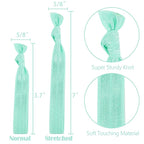 MEEDEE 100 Pack Mint Green No-Crease Soft Ribbon Hair Ties for Women - Knotted, No Damage, Ouchless for Ponytails, Yoga, and Bracelets