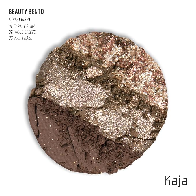 Kaja 3 Colors Eyeshadow - Beauty Bento 19 Forest Night | Mosaic Chrome, Shimmer, Matte finish, Cruelty free, K-Beauty Mini Palettes, Easy Finger Blendable, Glitter, High Pigmentation, 0.03 Oz