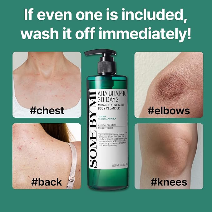 SOME BY MI AHA BHA PHA 30 Days Miracle Acne Clear Body Cleanser – Pack of 2 – Daily Exfoliating Tea Tree & Salicylic Acid Acne Body Wash – Deep Cleanses Sebum, Oil & Impurities – Korean Skin Care