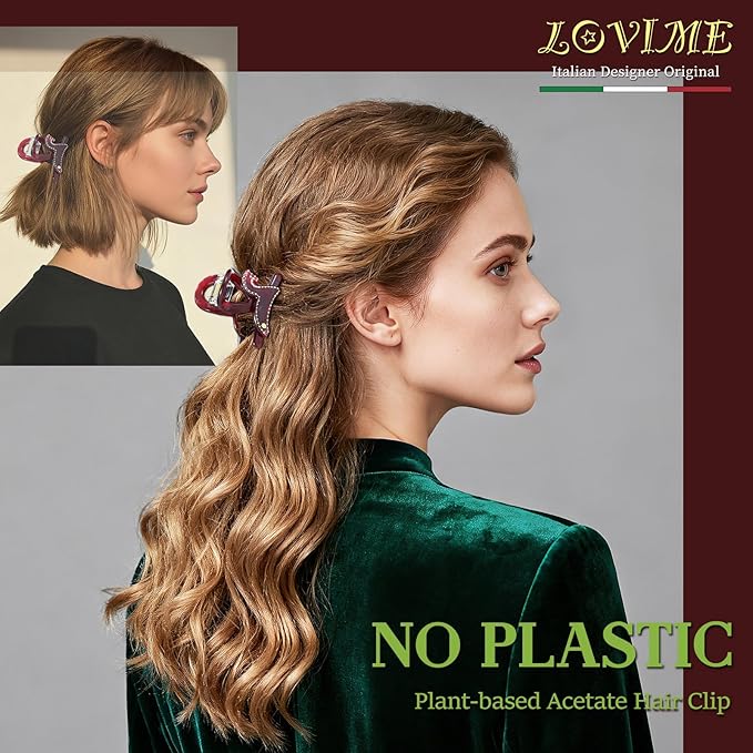 2026 Original Italian Designed Christmas Hair Barrettes for Women, Plant-Based Acetate France Barrettes for Birthday Girls Fine Thin Hair, Handmade Hair Clip With Gift Box-Steed Twilight