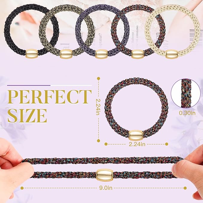 Hair Ties No Damage - 10PCS Ponytail Holders - Elastic Hair Ties for Thick Hair - Braided Hair Bands for Women Girls's Hair - Bright Star