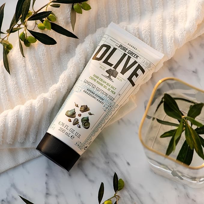 KORRES Olive Body Lotion for Dry Skin, Moisturizer Cream with Vitamin E, Aloe and Pure Greek Olive Oil for Body Care, Hydrating and Nourishing for Smooth, Supple Skin, Sea Salt Scented, 6.76 fl oz