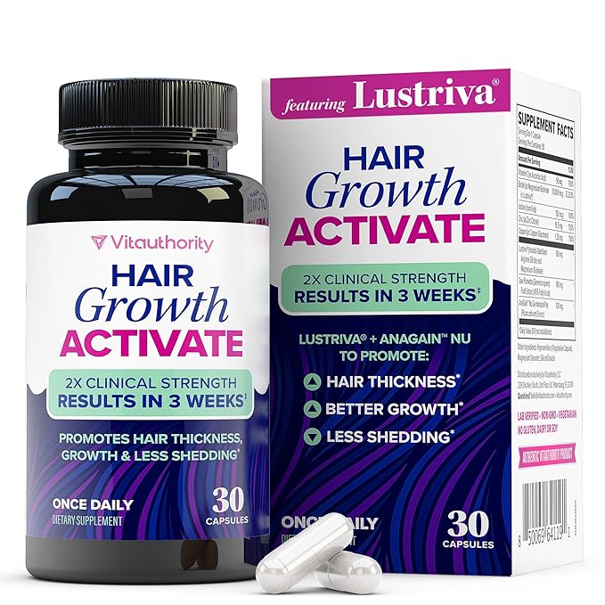 Lustriva Hair Growth Supplement for Women | Lustriva & DHT Blocker Vitamins for Thicker Fuller Locks Biotin Saw Palmetto Zinc & Copper | Reduce Shedding & Support Hair Loss for Men & Women 30 Capsules