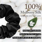 OLESILK 3 Count, 100% Mulberry Silk Scrunchies for Women, Silk Hair Ties for Curly Hair, Pink, Black, Navy, 19MM, 6A Grade, Hair Accessories