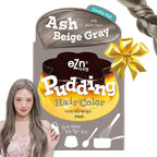 eZn Pudding Hair Dye, Ammonia-Free, Semi-Permanent DIY Korean Hair Dye Color with Keratin, Odorless Gentle for Sensitive Skin No Skin Irritation (Ash Beige Gray)