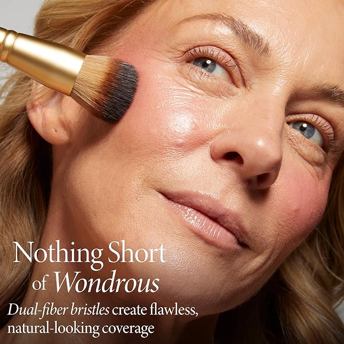 LAURA GELLER NEW YORK The Wonder Brush - Makeup Brush with Wooden Handle - Cream & Liquid Blush - Even Application and Blending