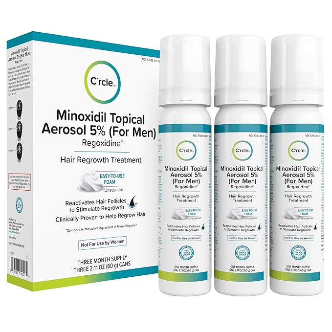Minoxidil for Men Foam 5% - Unscented 3 Month Supply - Helps Restore Vertex Hair Loss & Thinning - 5% Minoxidil Foam For Men - Extra Strength Supports Hair Regrowth