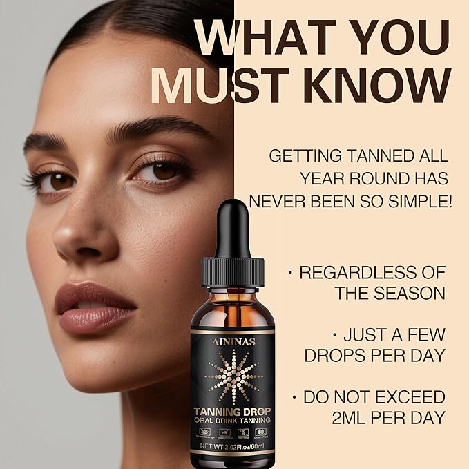 Sunless Tanning Drops for Water & Beverages – Oral Tanning Supplement, Natural Sunkissed Glow for Face & Body, Vegan & Safe, No Sun Required, Watermelon Flavor (2.02 fl.oz)