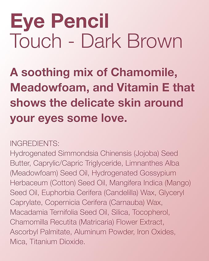 Mineral Fusion Eye Pencil (Dark Brown - Touch) - Eyeliner with Soothing Chamomile, Meadowfoam & Vitamin E - Smooth & Long Lasting, Hypoallergenic, Non-Irritating Eye Makeup