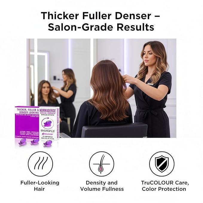 Thickening Hair Oil Capsules – Leave-In Serum for Normal to Thin-Looking Hair w/ Biotin, Niacinamide & Ceramides | Mineral Oil, Sulfate and Paraben Free, Vegan | Fuller-Looking, Denser Hair | 15Ct