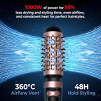 Hair Dryer Brush, 3-in-1 Rotating Round Hot Air Spin Brush Set with 2 Brushes (2" & 1.5"), Negative Ionic Blow Volumizer, 2 Detachable Auto-Rotating Curling Brush, Blow Dryer Brush,Dry as You Style