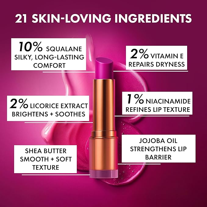 Lushlips Tinted Lip Balm with 10% Squalane, Jojoba Oil and Vitamin E – Hydrating, Moisturizing – Natural skincare balm with Ceramides, Hyaluronic Acid & Licorice Extract 003 Radiant Ruby