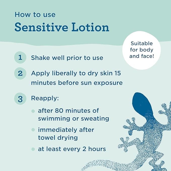 Blue Lizard Sensitive Mineral SPF 50 Sunscreen Lotion, 100% Mineral Sunscreen, UVA/UVB Protection, Infused with organic Aloe Vera, Soothes and Hydrates, 5 fl oz