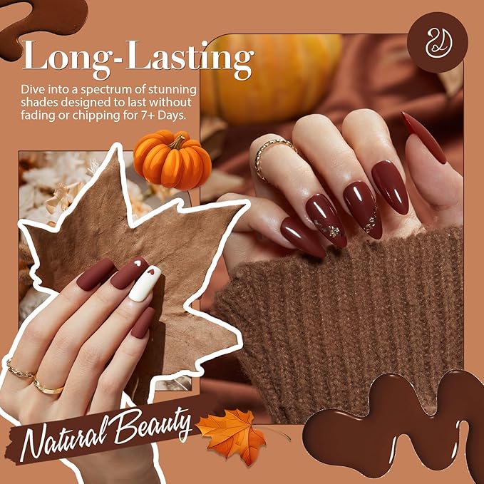 AZUREBEAUTY Brown Nail Polish Quick Dry Fall Nail Polish Natural Shine Nail Lacquer Salon-Quality for Women Girl Gift Set 1Pcs 0.34 fl oz