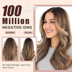 Big Size 1200W Dual Voltage Hot Air Brush Dryer, 110-240V 4 in 1 Ionic Blowout Hair Dryer Brush & Styler Volumizer with 75MM Oval Titanium Barrel for Long & Thick Hair