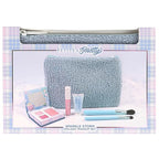 Petite 'n Pretty Sparkle Storm Makeup Gift Set for Kids, Tweens and Teens - Cool Vibes Eye & Cheek Palette, Brushes, 10K Shine Lip Gloss, Sparkly Ever After All Over Glitter in Blue Sherpa Bag