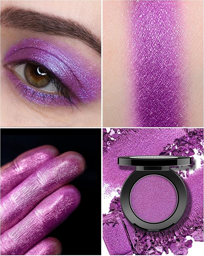 Purple Eyeshadow Matte Handmade Pressed Eyeshadow Powder Palette Long Lasting With No Creasing High Pigmented Intense Color Lilac Eye Shadow (Purple)