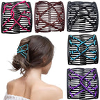 5 Pieces Magic Hair Comb Stretchy Double Comb Elastic Adjustable Hair Clips for Women Girls Vintage Hairstyle Multipurpose Hair Accessories (Black, Brown, Purple, Pink, Blue)