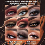 Prism Makeup Matte Eyeshadow Palette Pro 18 Colors Pigmented Shimmer Glitter Eye Shadow Palette, Long Lasting Waterproof Smokey Powder Cosmetics Halloween Makeup Kit (01# Seductress)