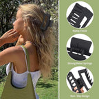 Square Hair Clips 3.5 Inch Medium Claw Clips Rectangle Hair Claw Clips 6 Pack Rubber Paint Jaw Non-Slip Thick Hair Accessories for Women Girls -Black