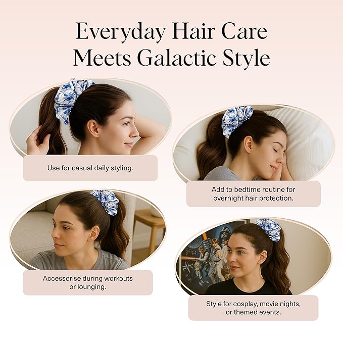 Kitsch x Star Wars R2-D2 & Stormtrooper Scrunchies for Women- Softer Than Silk Scrunchie - No Crease Hair Ties - Perfect For Day And Night Creaseless Hair Accessories for Girls | Ideal Gifts for Women