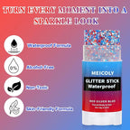 MEICOLY Red White and Blue Face Body Glitter Stick,Hair Glitter Stick for Women,Sparkle Patriotic Pride Chunky Glitter Makeup for Memorial Day,4th of July Accessories Outfits for Women
