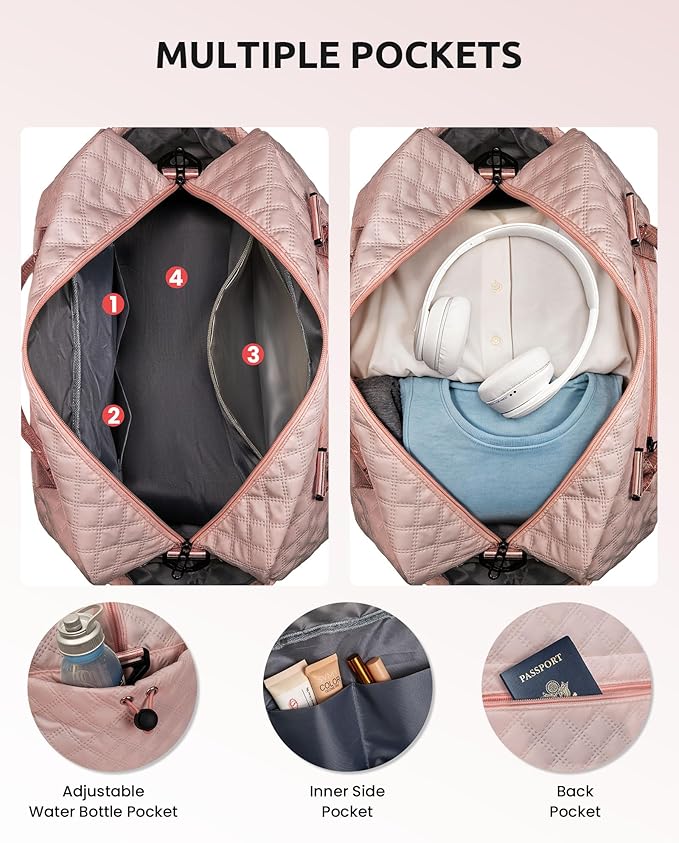 Gifts for Mom - Personalized Initial Duffle Bag with Shoe Compartment, Monogram Weekender Bag, Overnight Travel Bag with Makeup Pouch