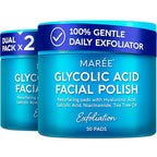 MAREE Glycolic Acid Polishes 2 PACK - Toner Polishes for Face Cleansing - Tea Tree Oil, Salicylic Acid & Vitamins E, B3, B5 - Facial Peel & Radiance Deep Cleaning Effect