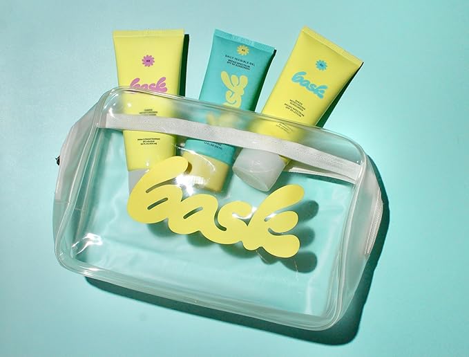 Bask Sunscreen Carry-on Kit: Travel Size Gift Set Bundle with Beach and Travel Pouch | SPF 30 & 50 Sheer Moisturizing Lotion, Daily Invisible Gel SPF 40 Face Sunscreen, & Convenient Travel Pouch
