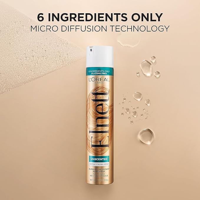 L'Oreal Paris Hair Care Elnett Satin Extra Strong Hold Hairspray, Unscented, 11 Ounce (Pack of 2)