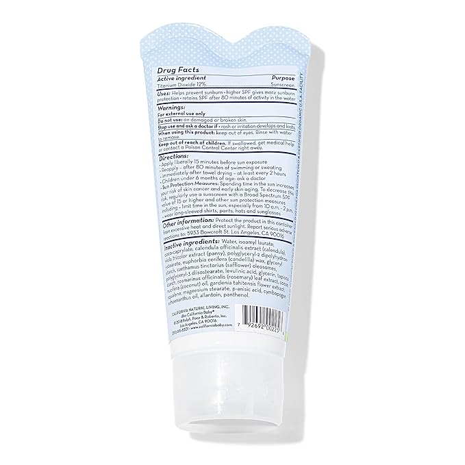 California Baby Everyday SPF 30+ Sunscreen | Mineral Based | Titanium Dioxide | Travel Size Baby Sunscreen for Face + Body | Floral Scent | 2.9oz