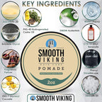 Smooth Viking Medium Hold & High Shine Pomade - Water Based Hair Cream for Curly, Thick & Straight Hair - Men's Hair Product - Made in USA, 2oz