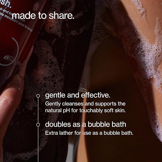 Maude Wash pH Balanced Unscented Shower Gel & Bubble Bath - Moisturizing Body Wash with Vitamin C - Full Body Skin Care Products & Bathtub Accessories - No.0 Fragrance Free (12 oz)