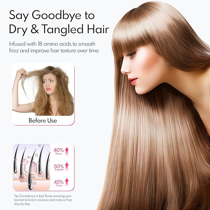 MISF 22 Momme 100% Real Mulberry Silk Bonnet For Sleeping Women, Double Layer Pure Silk Bonnet with Adjustable Elastic Band